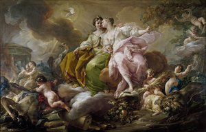 Justice et Paix - 正义与和平 - Corrado Giaquinto（1703-1766 年）的画作 - 约 1754 年 - 布面油画 - 216x325 厘米 - 洛可可艺术 - 马德里普拉多博物馆 作者 Corrado Giacquinto
