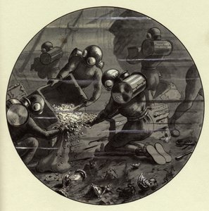 Corrado Sarri 为儒勒-凡尔纳的《海底两万里》（Vingt-mille - 20 000 - 20000）绘制的插图。20 世纪 20 年代的插图版本。 作者 