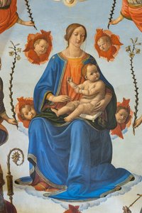 Madonna with Child in glory, Saint Ambrose, Saint Francis of Assisi, God the Father and angels