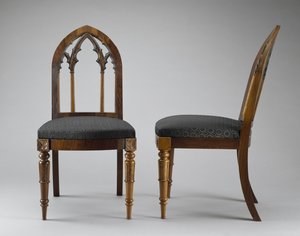 一对小椅子c。 1844年（紫檀木;白蜡木） 作者 克劳福德·里德尔（Crawford Riddell）