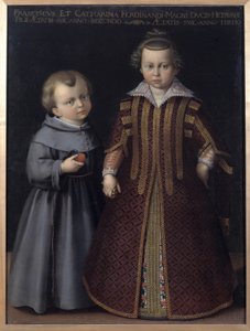 弗朗西斯和凯瑟琳-德-美第奇(Francesco et Caterina de Medici)的肖像，费迪南的孩子(布面油画) 作者 克里斯托法诺·阿洛里