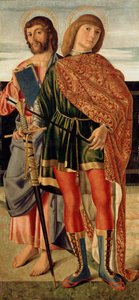 St. Matthew和St. Sebastian，c.1499（木板上的蛋彩画） 作者 克里斯托福罗·卡塞利（Cristoforo Caselli）
