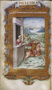 费德拉（Phaedra）凝视着奥维德（Ovid）的《英雄传说》的希波吕托斯插图（1485-1499）