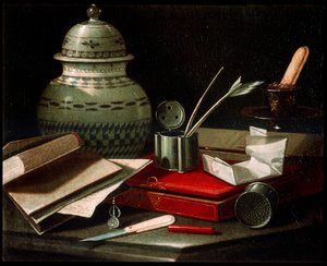 17世纪末或18世纪初的静物与书写工具 作者 克里斯托福罗·穆纳里（Cristoforo Munari）