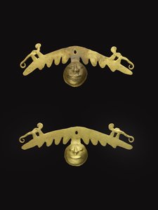 一对耳饰，公元600-1600年（金） 作者 文化纳里尼奥