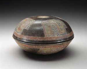 带有抽象图案的双碗，公元前900-200年（陶器，配以彩色树脂漆） 作者 文化帕拉卡斯