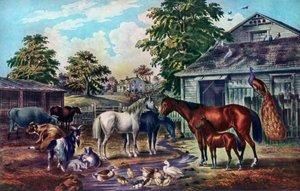 1857年早晨的美国农家院 作者 库里尔和艾夫斯