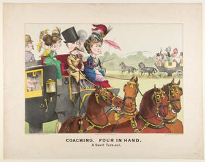 教练-手拉手四人-突围，1876年。 作者 库里尔和艾夫斯
