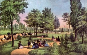 中央公园大道（Drive），1862年。 作者 库里尔和艾夫斯