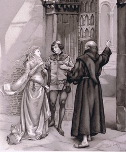进入Friar Laurence和Romeo，来自罗密欧与朱丽叶的插图， 作者 Curtazzo Curtazzo