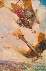 英国双翼飞机击落德国陶伯，c1916 1928年 作者 赛勒斯·库尼奥