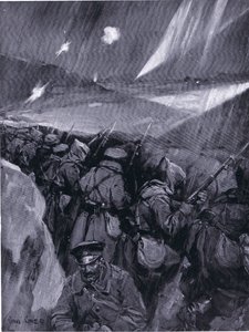 保加利亚人围攻阿德里安诺普尔（1912-1913）巴尔干战争，摘自哈钦森出版的《各国历史》（第四卷），约1920年（石印）。