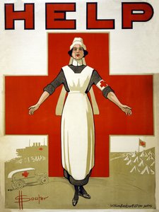 澳大利亚红十字会帮助酒吧的竞选海报。 1914  -  1918年