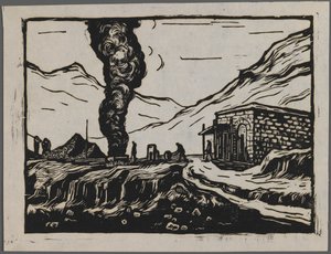 炼钢厂，c.1945（木刻） 作者 大妈