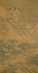 远安雪中眠（水墨淡彩绢本）