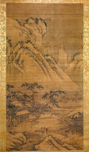 袁安卧雪（绢本水墨设色）