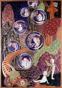Wedgwood Fairyland 光泽牌匾，c.1917（骨瓷） 作者 黛西·麦克格·琼斯