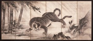 虎 [一对龙虎的左边]，16 世纪中叶（纸上墨迹）（另见 6114494） 作者 山田道安