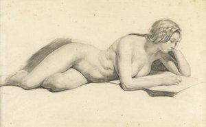 女性裸体阅读研究（纸上铅笔）
