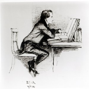 查尔斯-兰姆（1775-1834）肖像（纸上钢笔和墨水）（黑白照片） 作者 丹尼尔·麦克利斯