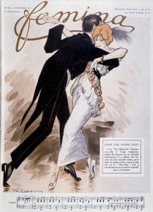 Couple dancing the tango - illustration by Daniel De Losques (Henri Casimir Paul Thouroude) (1880-1915) - in “” Femina””” of 15/10/1913