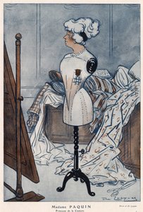 让娜-帕奎因夫人（1869-1936），法国服装设计师，与她刚刚获得的荣誉军团的十字架在一起--丹尼尔-德-洛斯克斯（Henri Casimir Paul Thouroude dit）（1880-1915）在1913年的 "Fantasio "中的插图