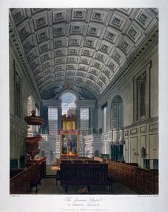 伦敦威斯敏斯特圣詹姆斯宫皇家礼拜堂内景，1816年