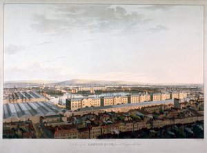 伦敦码头景观，1816年 作者 丹尼尔·哈维尔