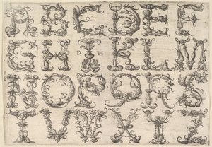 装饰罗马帝国字母，ca。 1520。