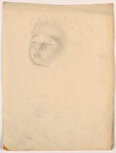 素描，睡觉的孩子，1840-45 年 作者 丹尼尔·亨廷顿