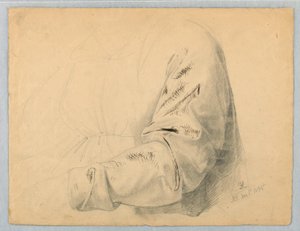 素描，上衣褶皱研究，1845 年 12 月 1 日 作者 丹尼尔·亨廷顿