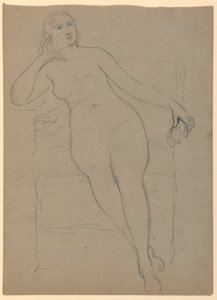 素描，坐着的女性裸体，1870-80 年 作者 丹尼尔·亨廷顿