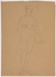 素描，女性裸体站立，1850-60 年 作者 丹尼尔·亨廷顿