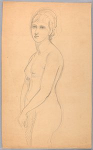素描，女性裸体站立，1860-70 年 作者 丹尼尔·亨廷顿