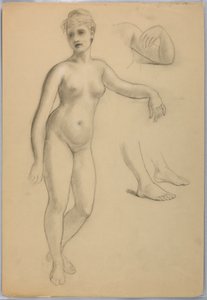 素描，站立的女性裸体，1860-70 年 9 月 作者 丹尼尔·亨廷顿