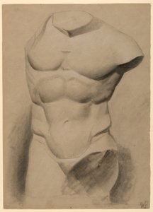 素描，来自石膏的男性躯干，1840 年 作者 丹尼尔·亨廷顿