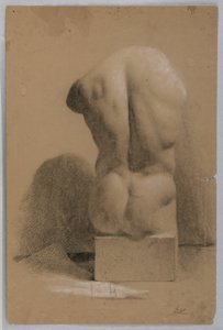 素描，来自石膏的男性躯干，1840 年 作者 丹尼尔·亨廷顿