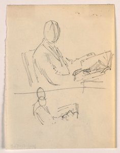 素描，拿着一本书的男子，1879-1886 年 作者 丹尼尔·亨廷顿