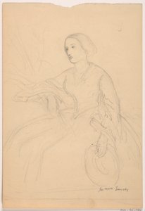 素描，谢帕德-甘迪夫人坐像；背面：谢帕德-甘迪夫人坐像，1859 年 作者 丹尼尔·亨廷顿