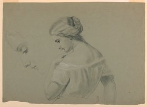 素描，女性头部轮廓a，1840-70 年 作者 丹尼尔·亨廷顿