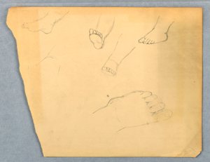素描，儿童左脚研究，1845-55 年 作者 丹尼尔·亨廷顿