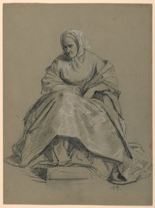素描，《玛莎-华盛顿招待会》研究，1860 年 作者 丹尼尔·亨廷顿