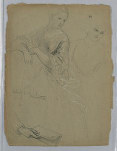 素描，《玛莎-华盛顿招待会》研究，1869 年 作者 丹尼尔·亨廷顿