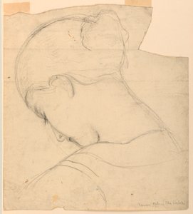 素描，《罗马女孩》研究，女性头部，1841 年 作者 丹尼尔·亨廷顿