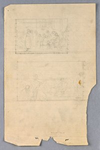 素描，"科学小组 "研究，1858 年 作者 丹尼尔·亨廷顿