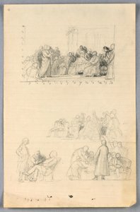 素描，"科学小组 "研究，1858 年 作者 丹尼尔·亨廷顿