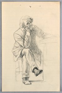 素描，"科学小组 "研究，1858 年 作者 丹尼尔·亨廷顿