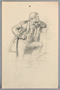 素描，"科学小组 "研究，1858 年 作者 丹尼尔·亨廷顿