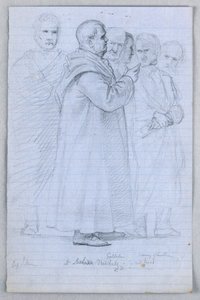 素描，"科学小组 "研究，1858 年 作者 丹尼尔·亨廷顿