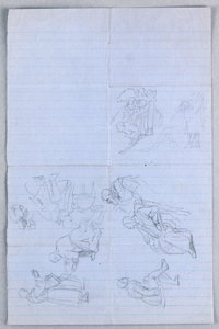 素描，"科学小组 "研究，1858 年 作者 丹尼尔·亨廷顿